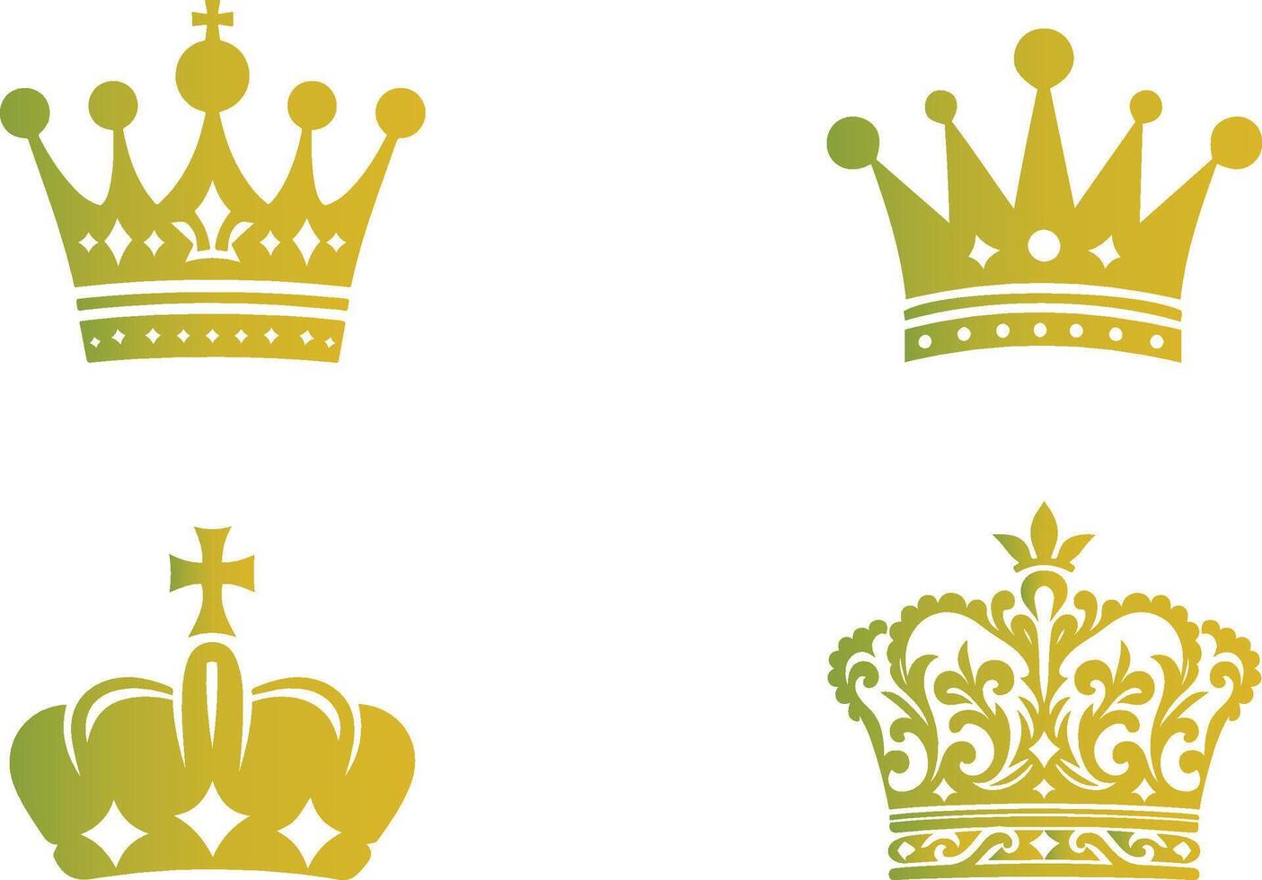 Stunning King and Queen Crown Icon Set on White Perfect for Branding and Invitations vector