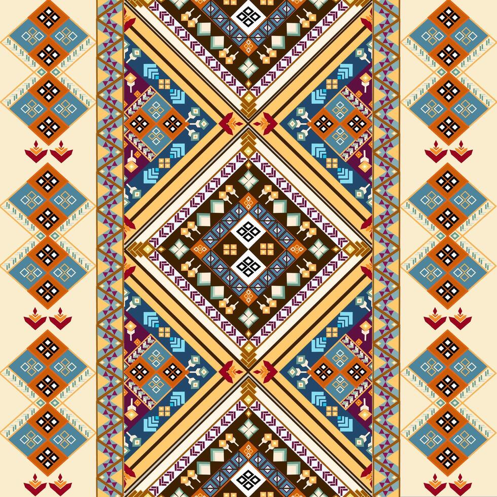 Geometric Ethnic pattern, Native American tribal fabric, tile, carpet, design, brown, cream vector