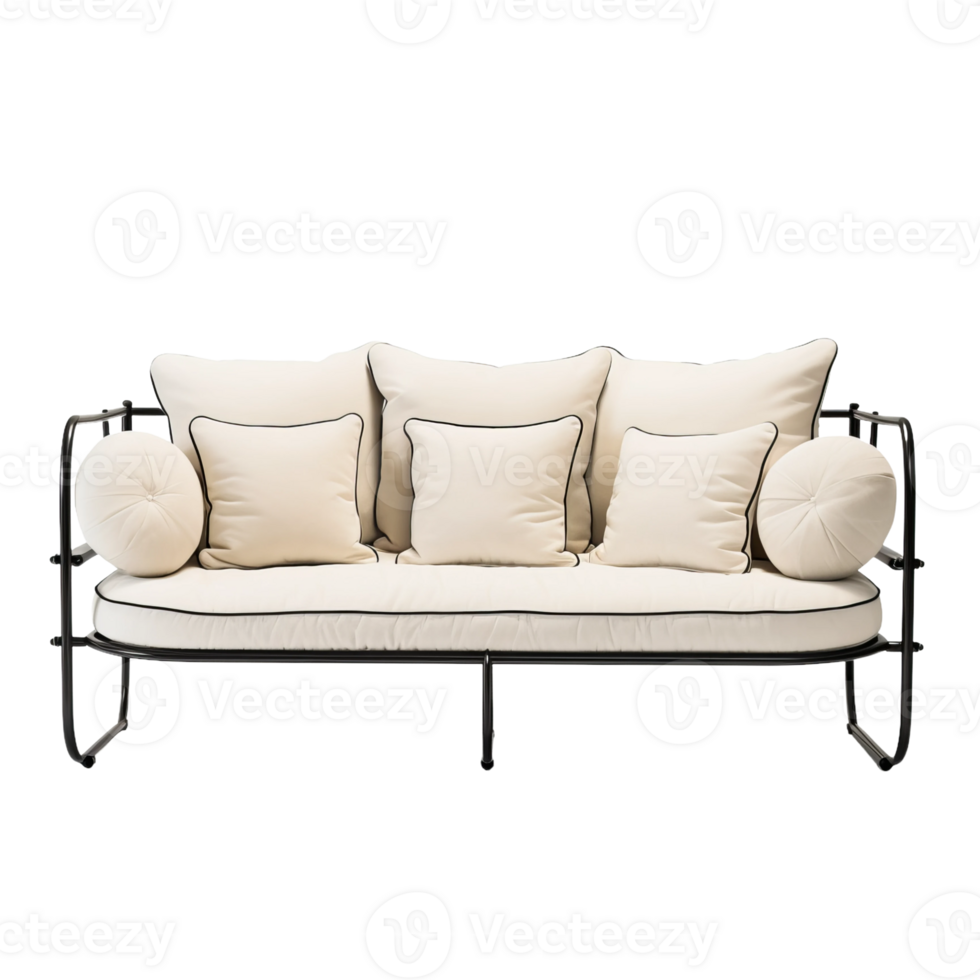 a white couch on a transparent background png