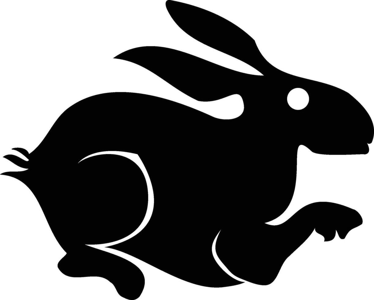 A Black Side Rabbit Silhouette of illustration isolated on White Background vector