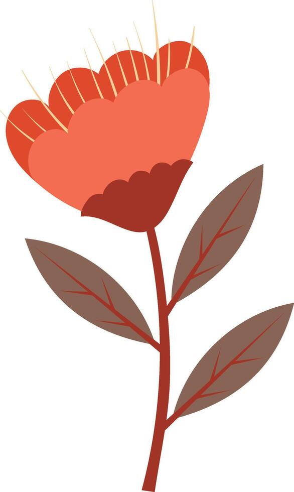 Abstract Shape Flower and Leaves illustration on White Background vector