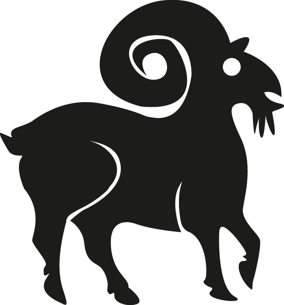 Simple Farm Animal Goat Silhouette illustration isolated with White Background vector