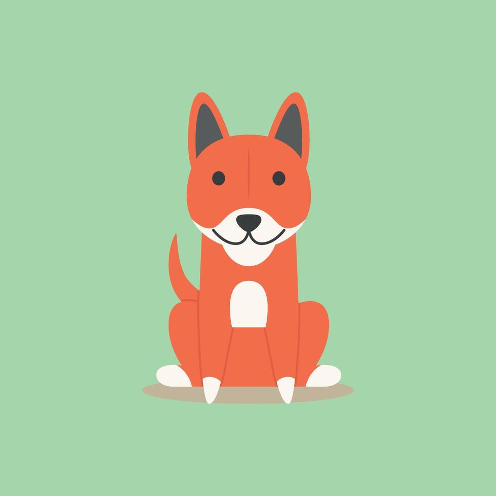 A Flat Cute Dog Art illustration with a White Background. vector