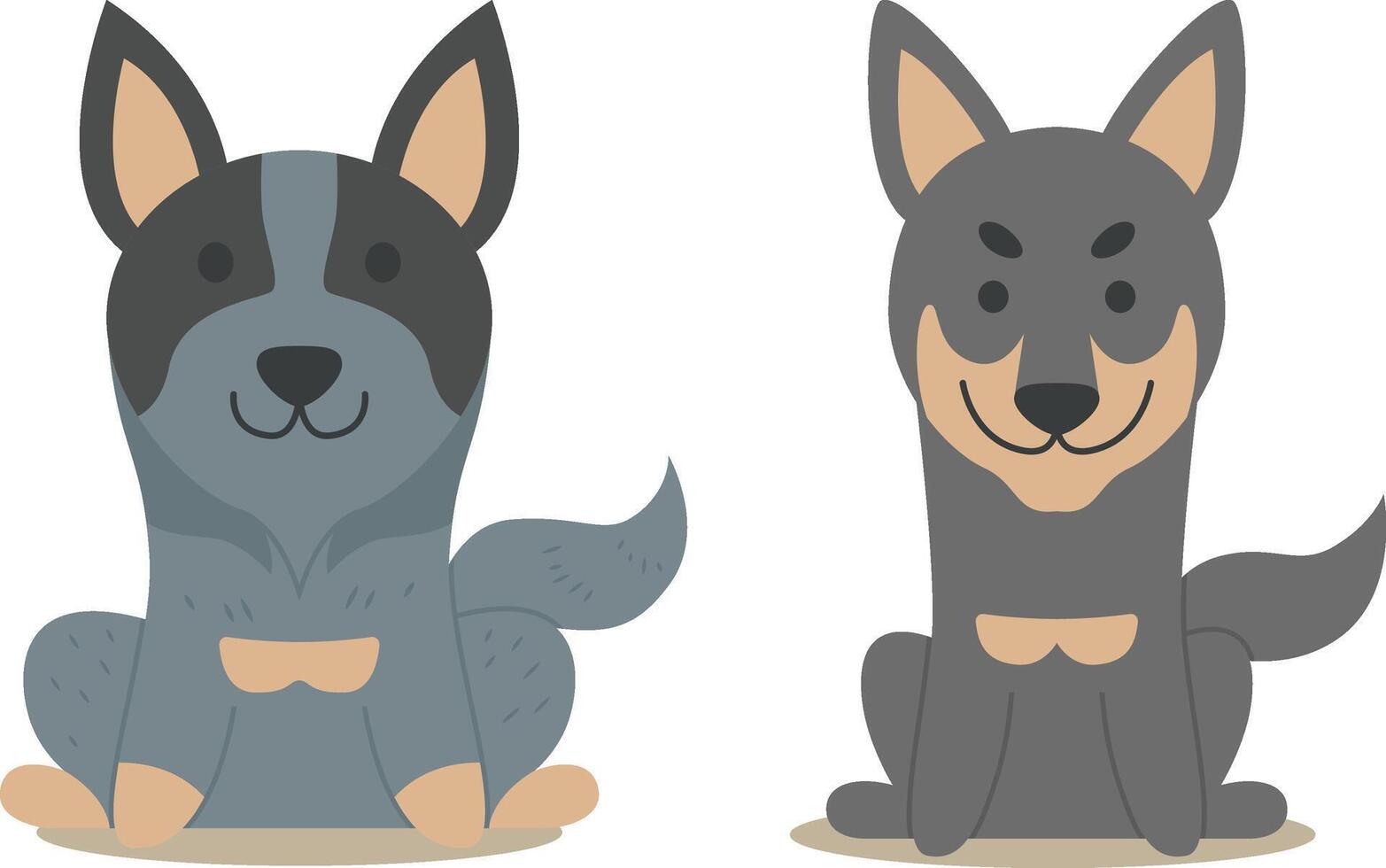 Two Flat Cute Dog illustration on White Background vector