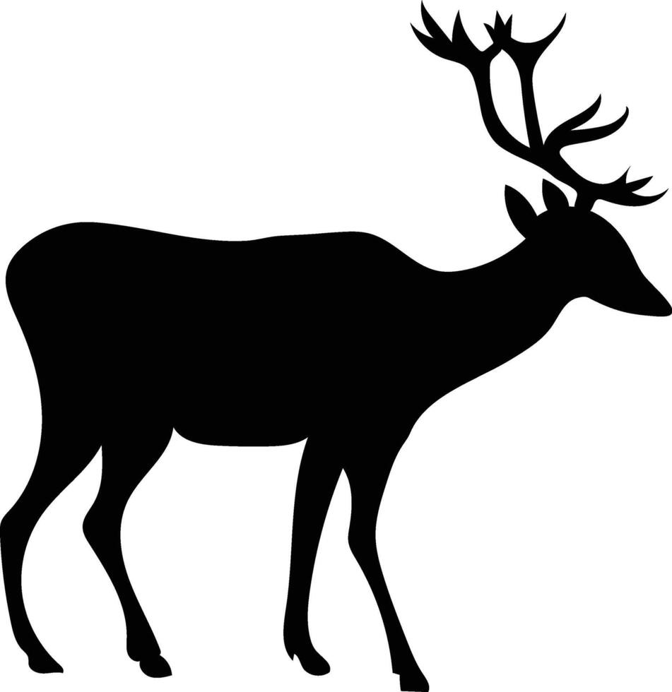 Simple Black Deer Silhouette on White Background for Elegant and Minimalist Designs vector