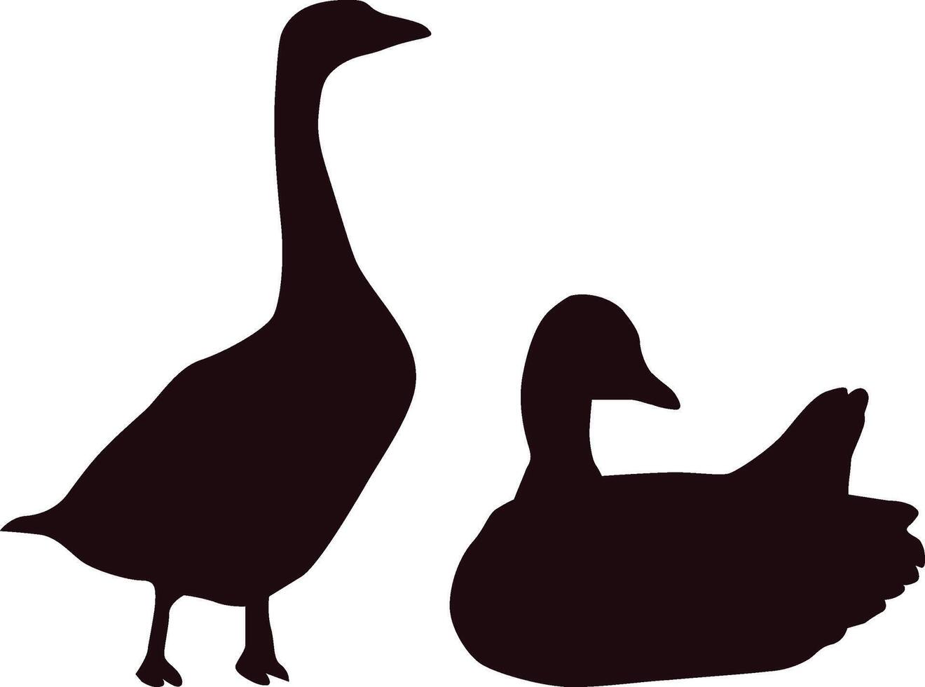 Two Black Duck Silhouette Art isolated on white background vector