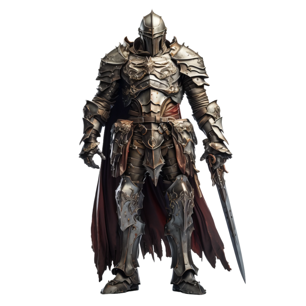 a knight in armor standing with his sword png