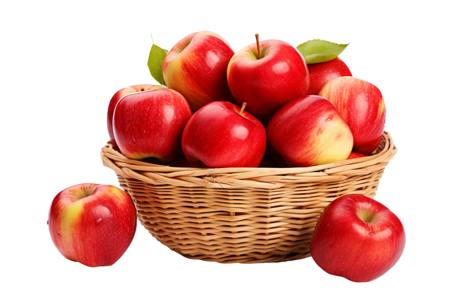 a basket full of red apples on a transparent background png