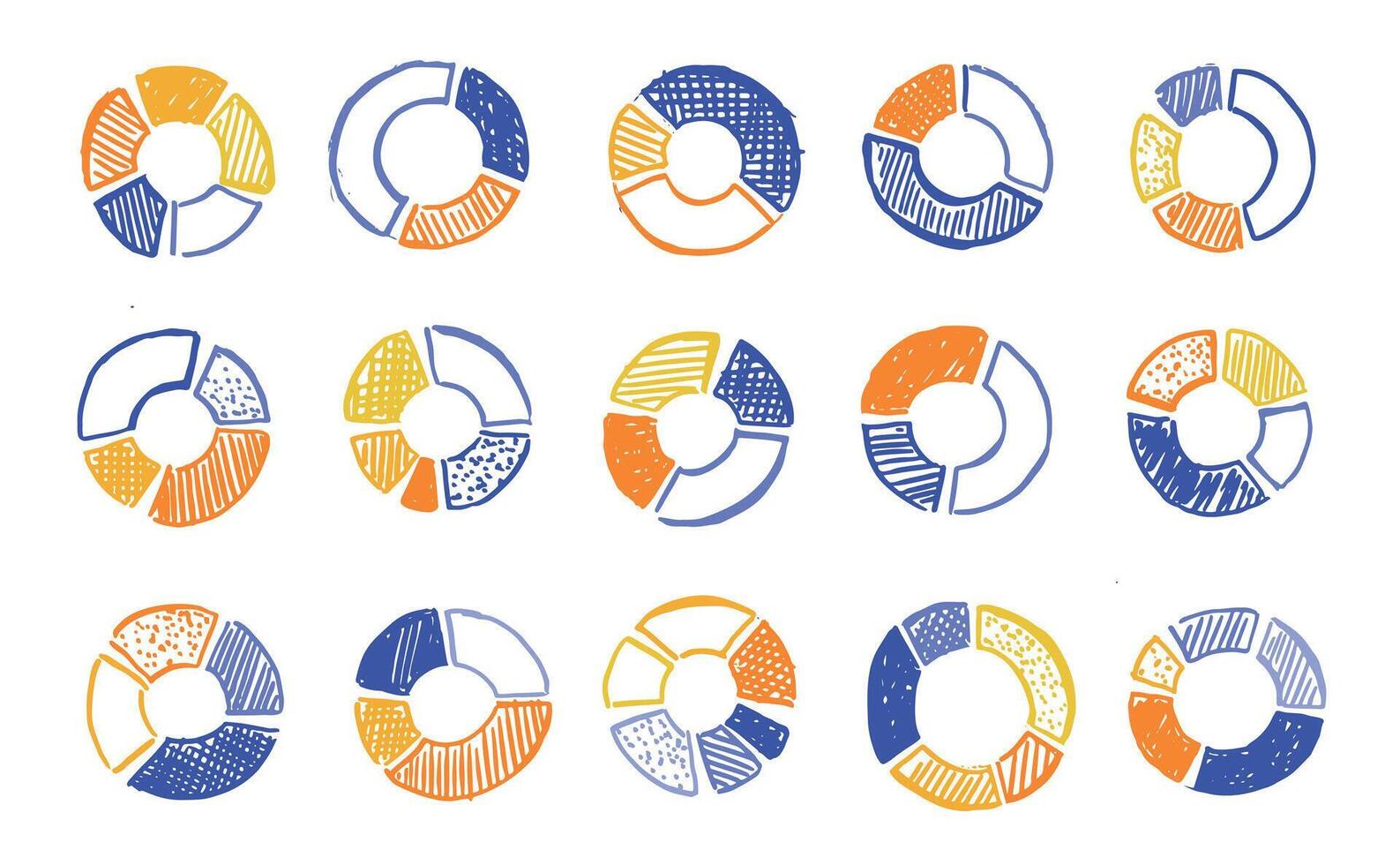 Graphs and Charts on white, Set hand drawn . vector