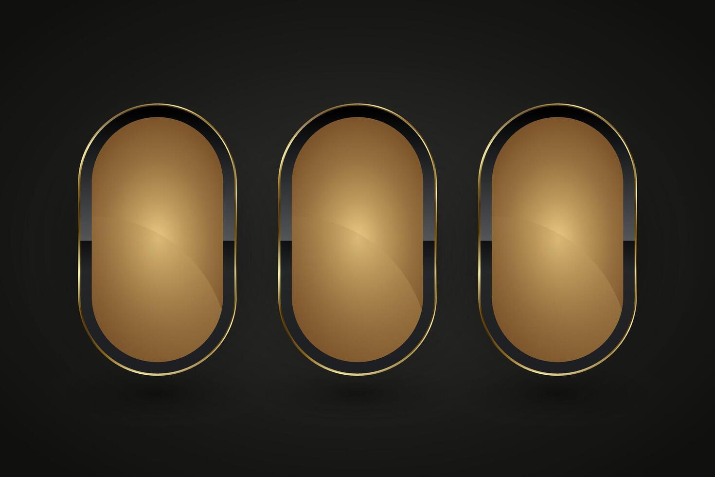 Set of three Luxury special rectangle shapes gold and black for a bold, for chart info and a minimalist approach, emphasizing illustration design vector