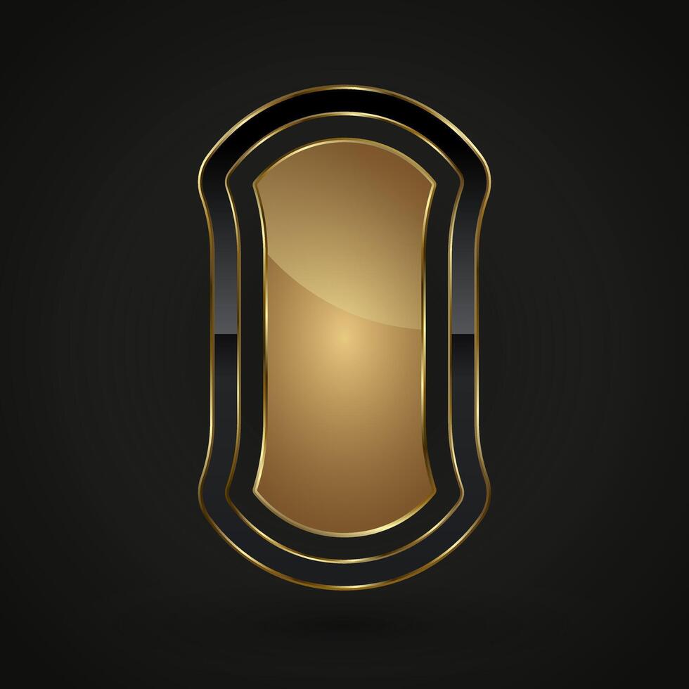 A Luxury gold special shape for Icon and symbol, a sleek, gold emblem with a black border, presenting a luxurious and high-end design vector