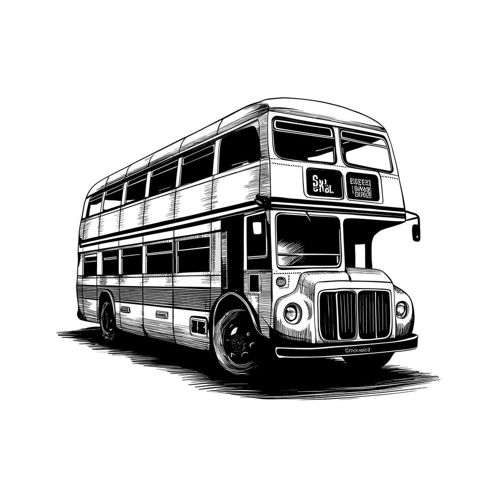 A drawing of a double decker bus on a white background vector