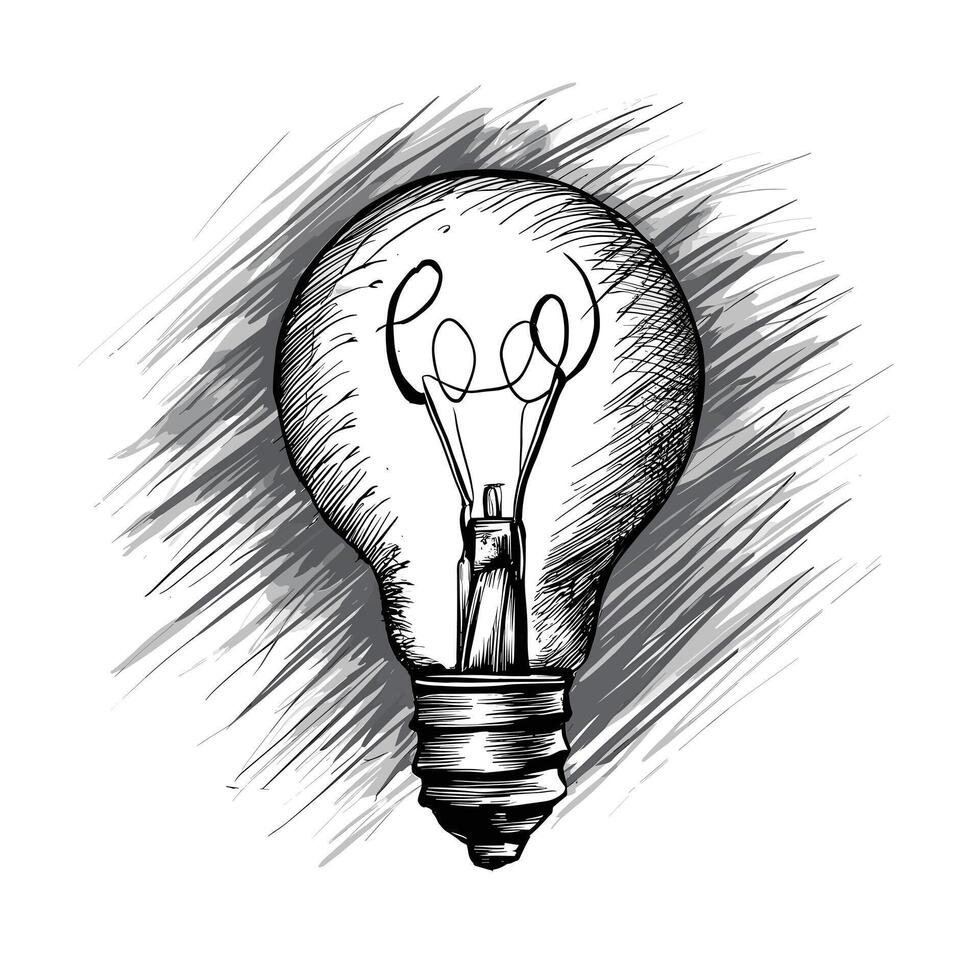 A drawing of a light bulb with the word light written on it vector