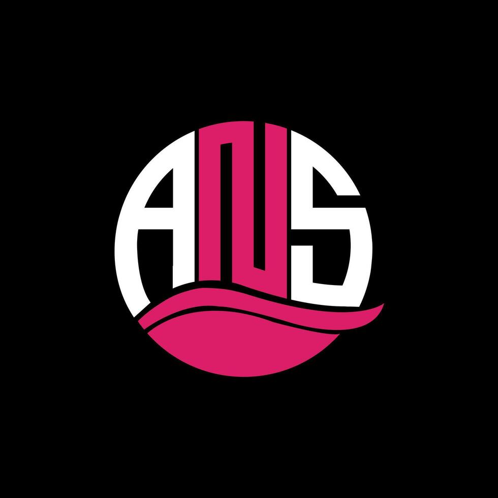 ANS logo monogram isolated on circle element design template, ANS letter logo design on black background. ANS creative initials letter logo concept. ANS. vector