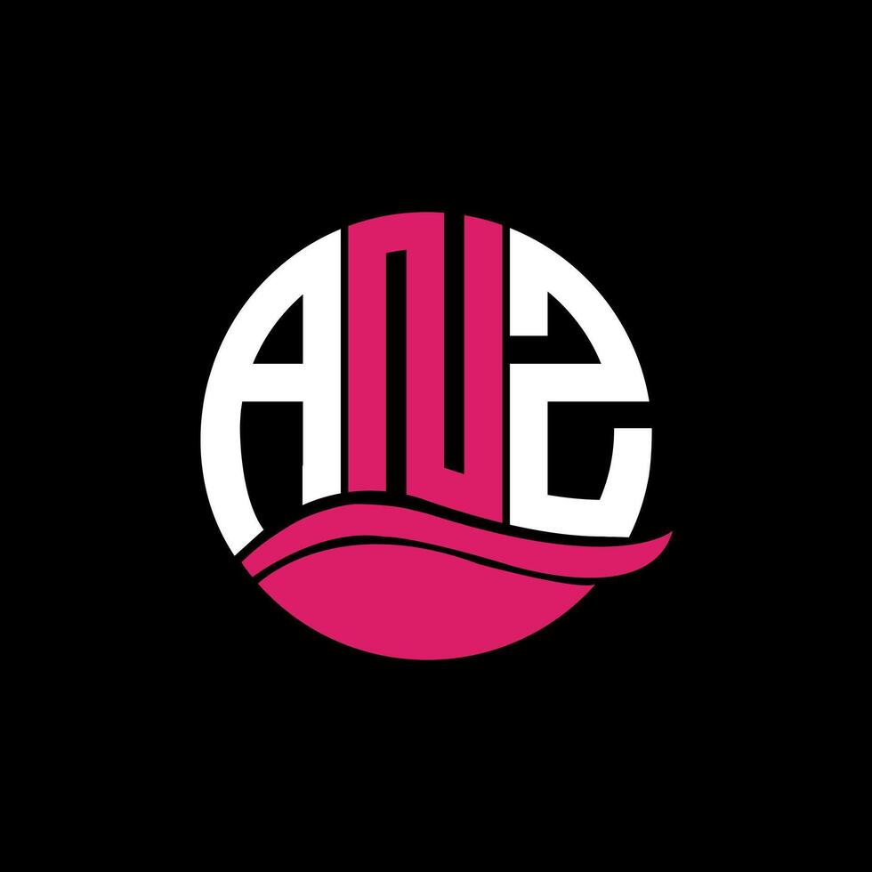 ANZ logo monogram isolated on circle element design template, ANZ letter logo design on black background. ANZ creative initials letter logo concept. ANZ. vector