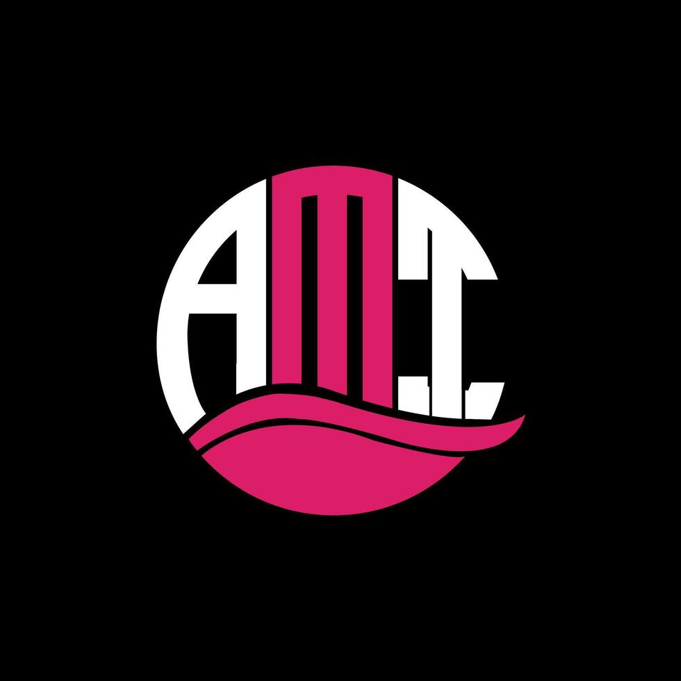 AMT logo monogram isolated on circle element design template, AMT letter logo design on black background. AMT creative initials letter logo concept. AMT. vector