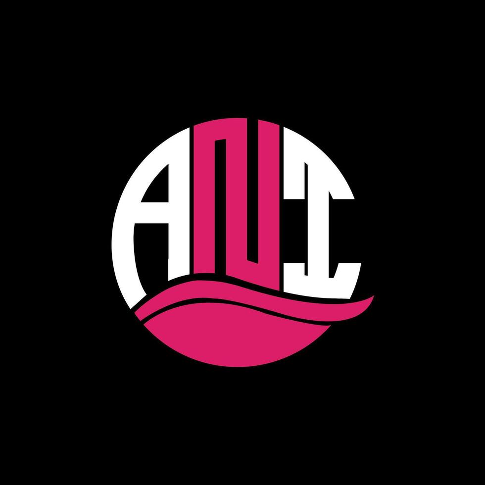 ANI logo monogram isolated on circle element design template, ANI letter logo design on black background. ANI creative initials letter logo concept. ANI. vector