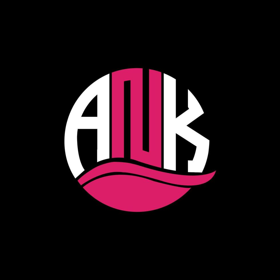 ANK logo monogram isolated on circle element design template, ANK letter logo design on black background. ANK creative initials letter logo concept. ANK. vector