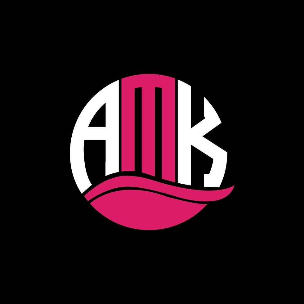 AMK logo monogram isolated on circle element design template, AMK letter logo design on black background. AMK creative initials letter logo concept. AMK. vector