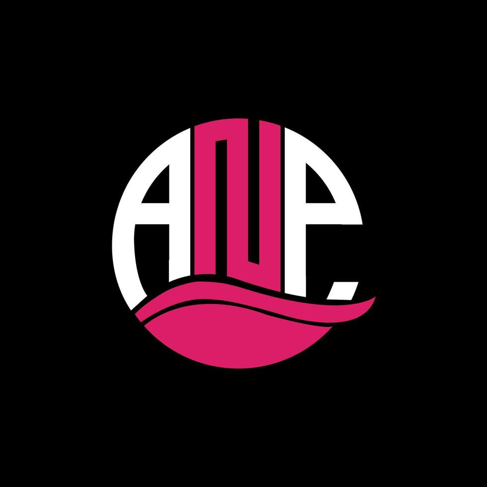 ANP logo monogram isolated on circle element design template, ANP letter logo design on black background. ANP creative initials letter logo concept. ANP. vector