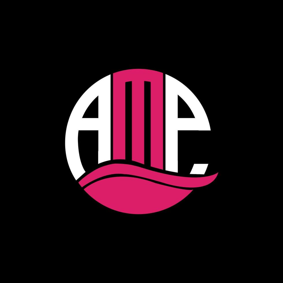 AMP logo monogram isolated on circle element design template, AMP letter logo design on black background. AMP creative initials letter logo concept. AMP. vector