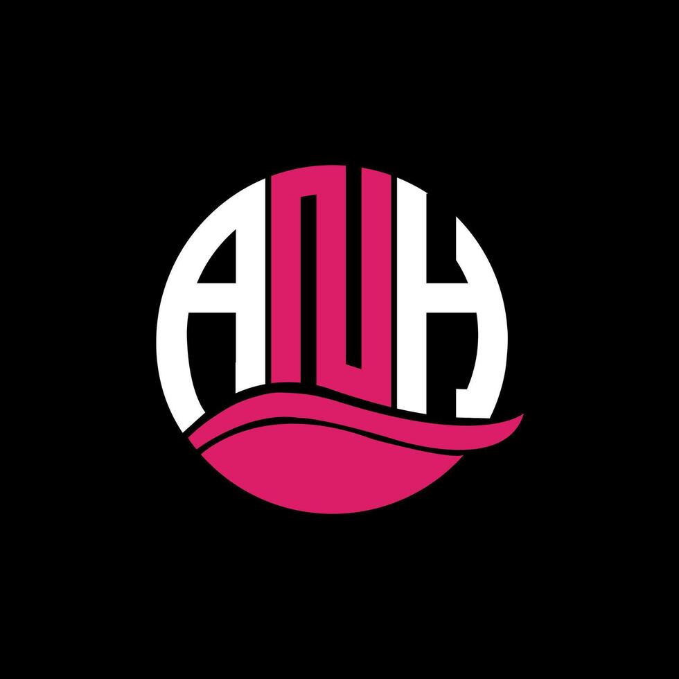 ANH logo monogram isolated on circle element design template, ANH letter logo design on black background. ANH creative initials letter logo concept. ANH. vector