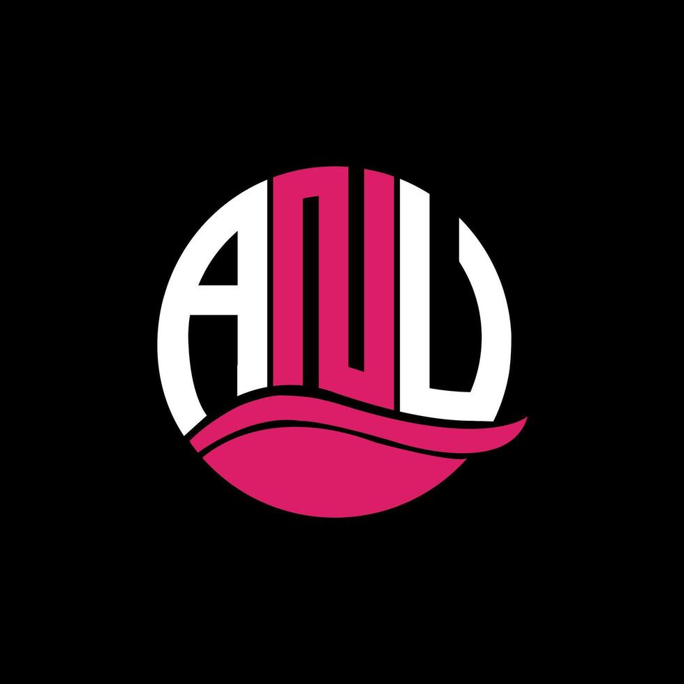 ANU logo monogram isolated on circle element design template, ANU letter logo design on black background. ANU creative initials letter logo concept. ANU. vector