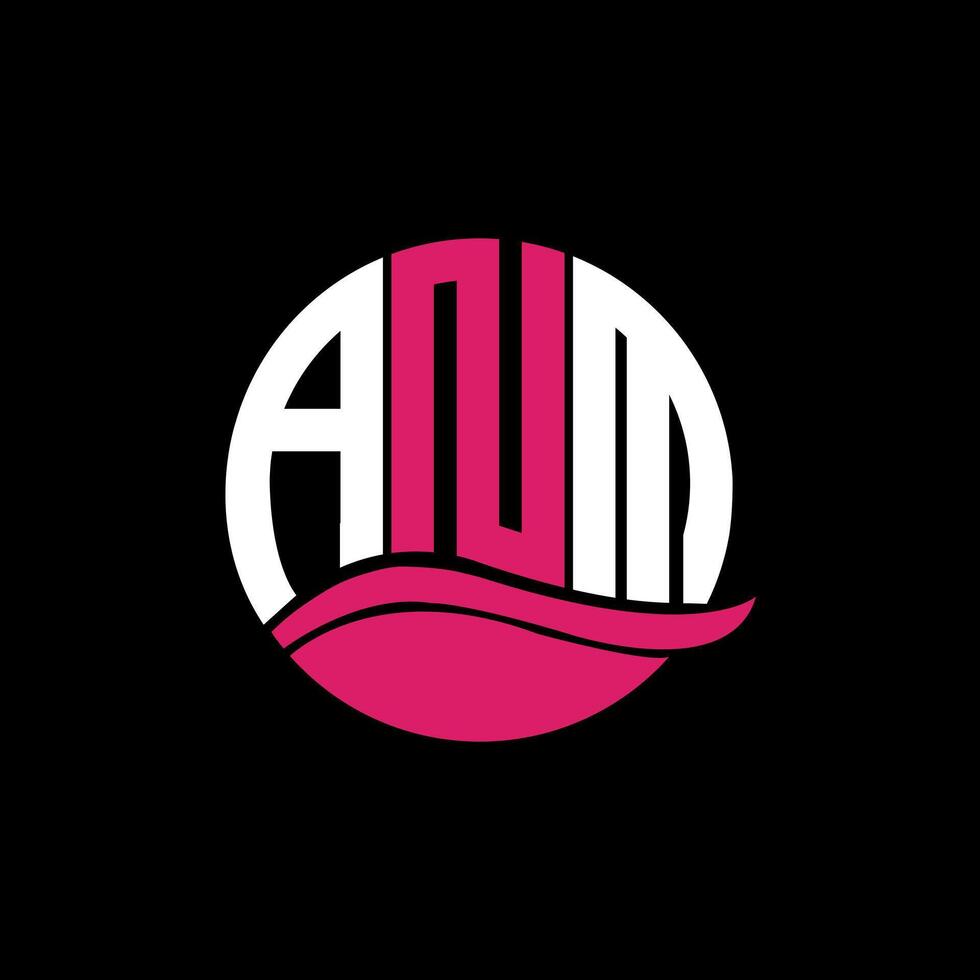 ANM logo monogram isolated on circle element design template, ANM letter logo design on black background. ANM creative initials letter logo concept. ANM. vector