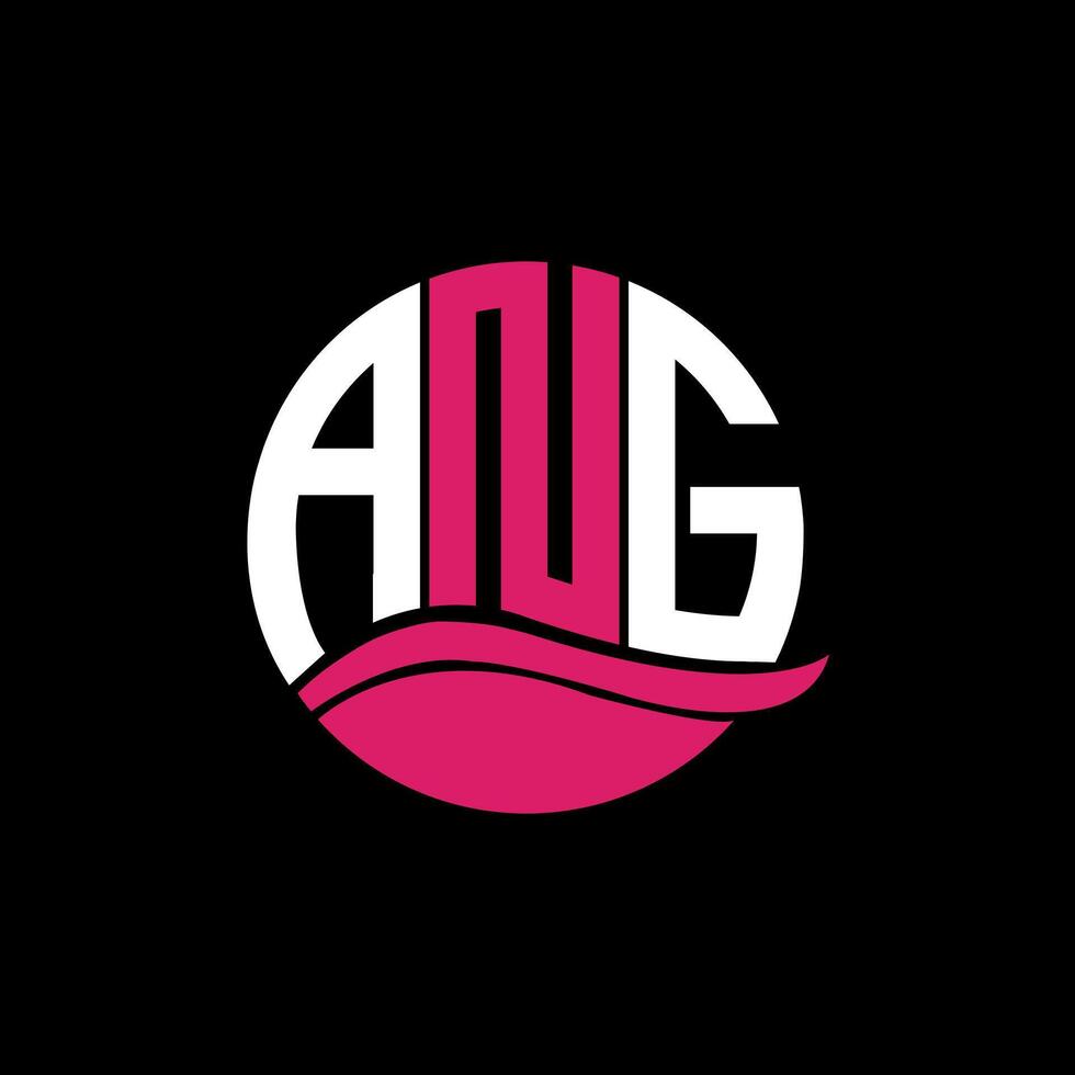 ANG logo monogram isolated on circle element design template, ANG letter logo design on black background. ANG creative initials letter logo concept. ANG. vector