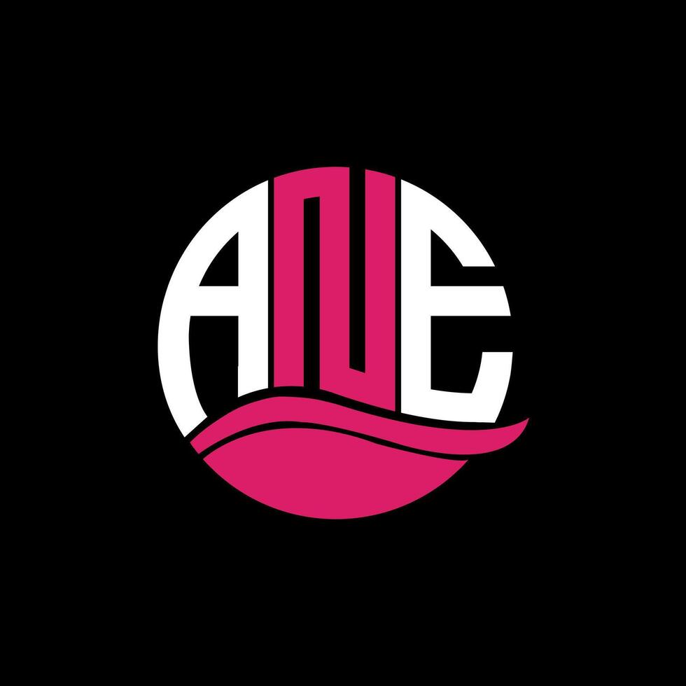 ANE logo monogram isolated on circle element design template, ANE letter logo design on black background. ANE creative initials letter logo concept. ANE. vector