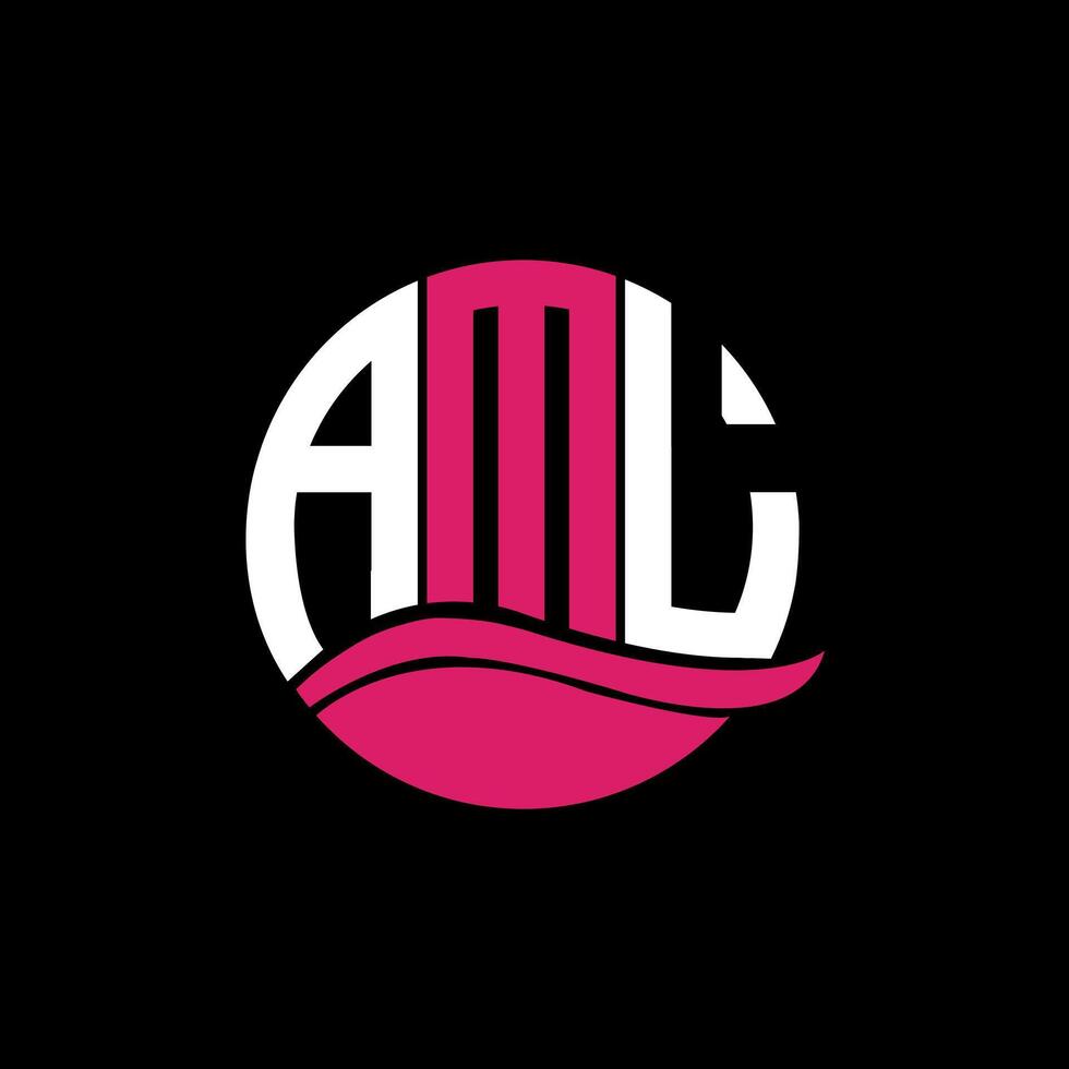 AML logo monogram isolated on circle element design template, AML letter logo design on black background. AML creative initials letter logo concept. AML. vector