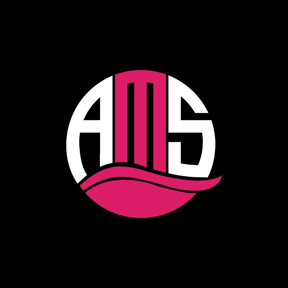 AMS logo monogram isolated on circle element design template, AMS letter logo design on black background. AMS creative initials letter logo concept. AMS. vector