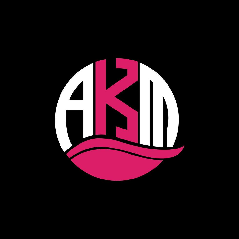 AKM logo monogram isolated on circle element design template, AKM letter logo design on black background. AKM creative initials letter logo concept. AKM. vector