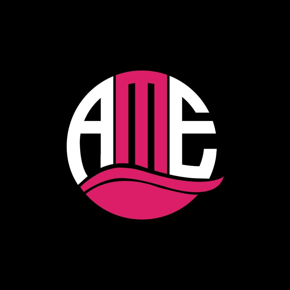 AME logo monogram isolated on circle element design template, AME letter logo design on black background. AME creative initials letter logo concept. AME. vector