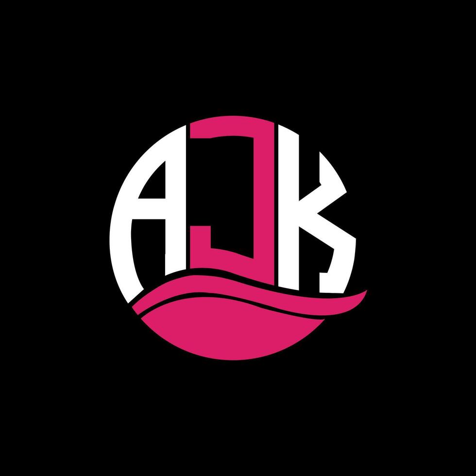 AJK logo monogram isolated on circle element design template, AJK letter logo design on black background. AJK creative initials letter logo concept. AJK. vector