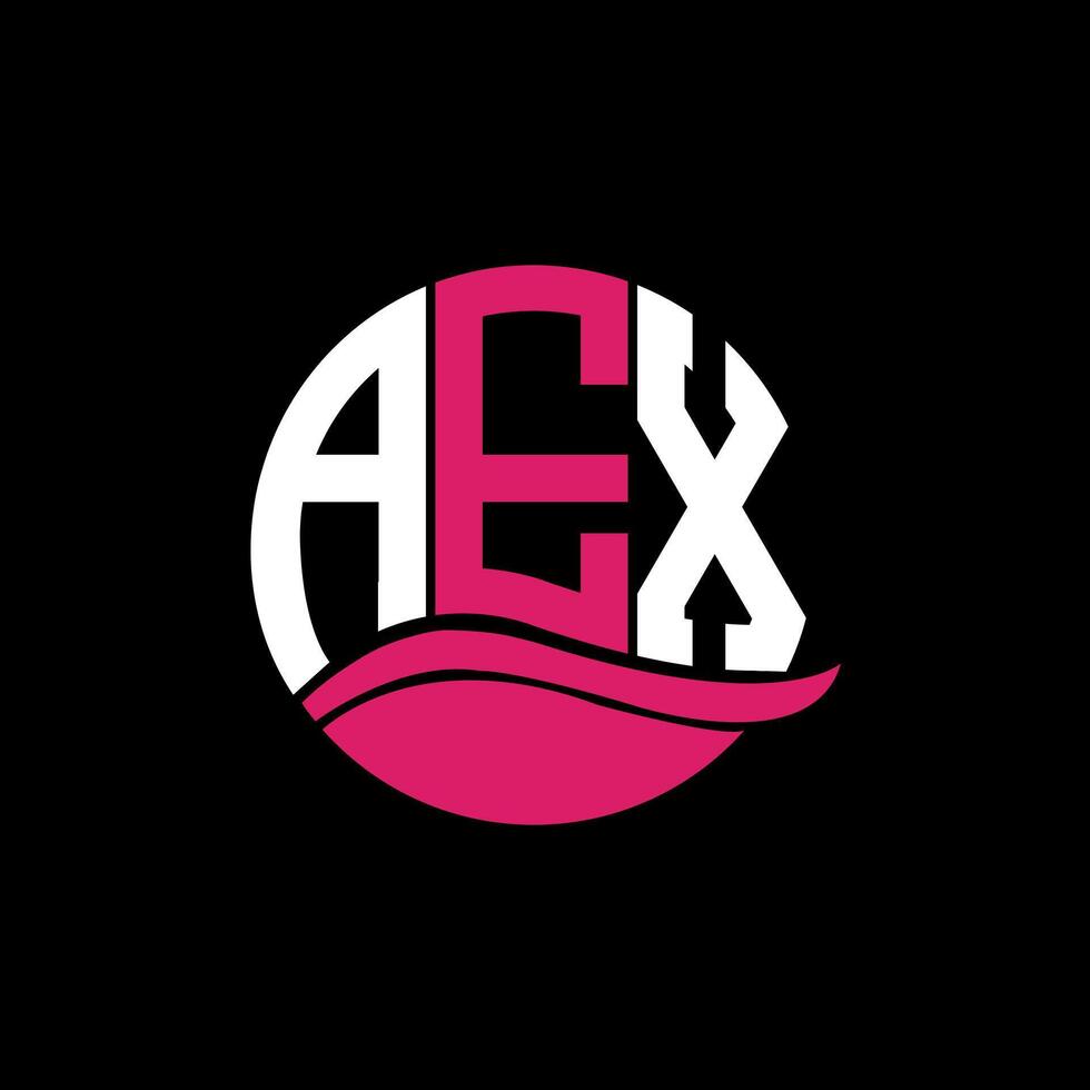 AEX logo monogram isolated on circle element design template, AEX letter logo design on black background. AEX creative initials letter logo concept. AEX. vector