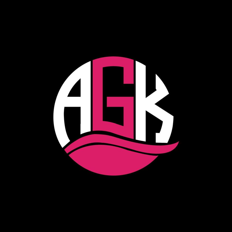 AGK logo monogram isolated on circle element design template, AGK letter logo design on black background. AGK creative initials letter logo concept. AGK. vector