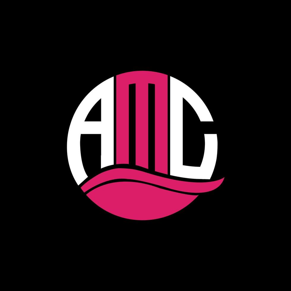 AMC logo monogram isolated on circle element design template, AMC letter logo design on black background. AMC creative initials letter logo concept. AMC. vector