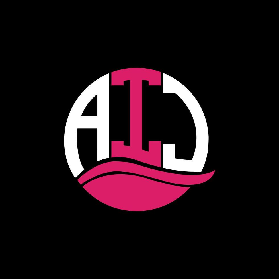 AIJ logo monogram isolated on circle element design template, AIJ letter logo design on black background. AIJ creative initials letter logo concept. AIJ. vector