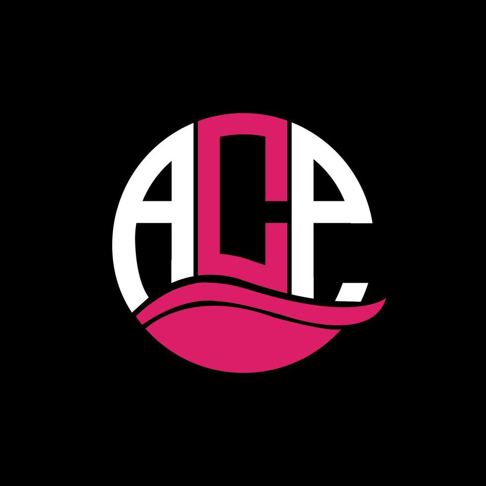ACP logo monogram isolated on circle element design template, ACP letter logo design on black background. ACP creative initials letter logo concept. ACP. vector