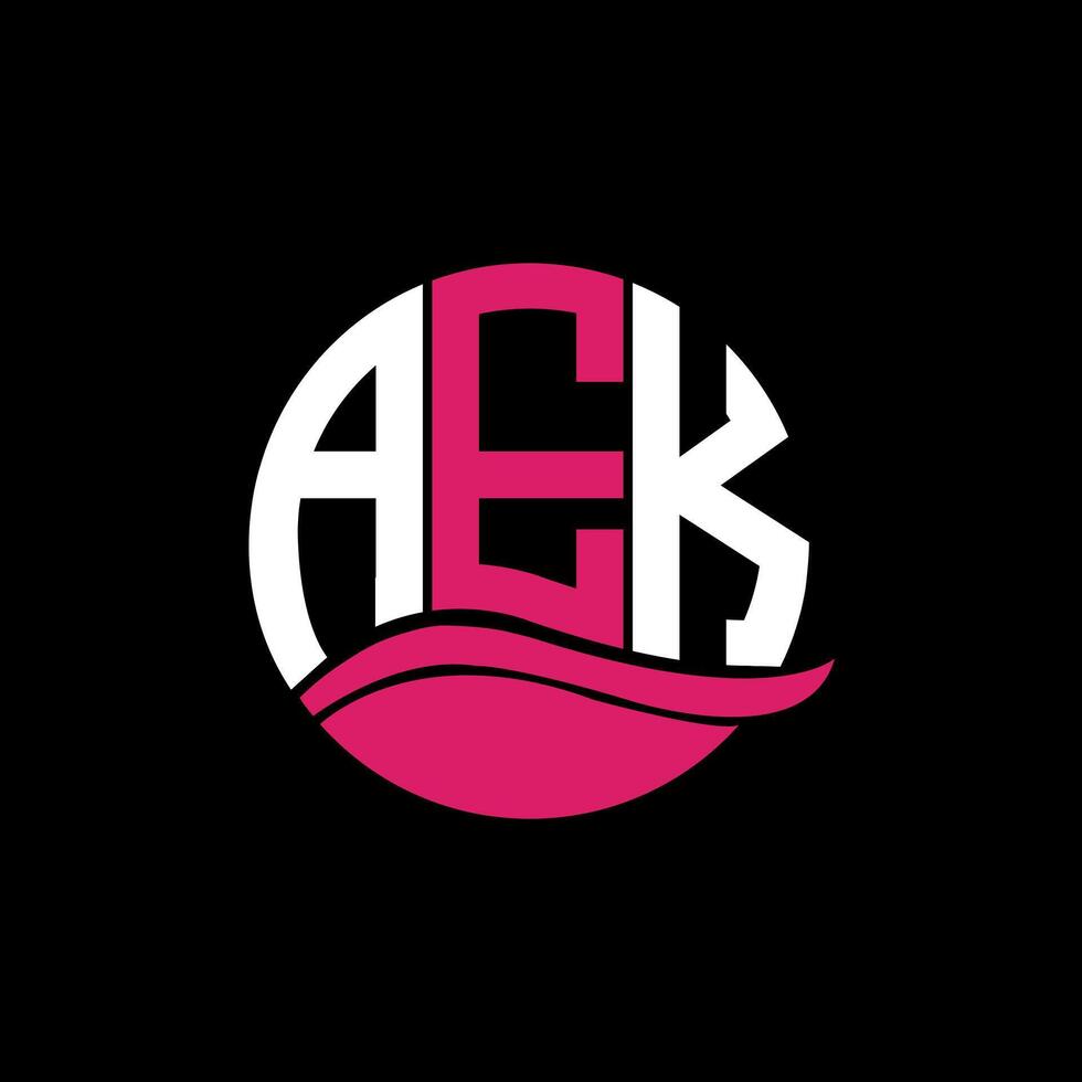 AEK logo monogram isolated on circle element design template, AEK letter logo design on black background. AEK creative initials letter logo concept. AEK. vector