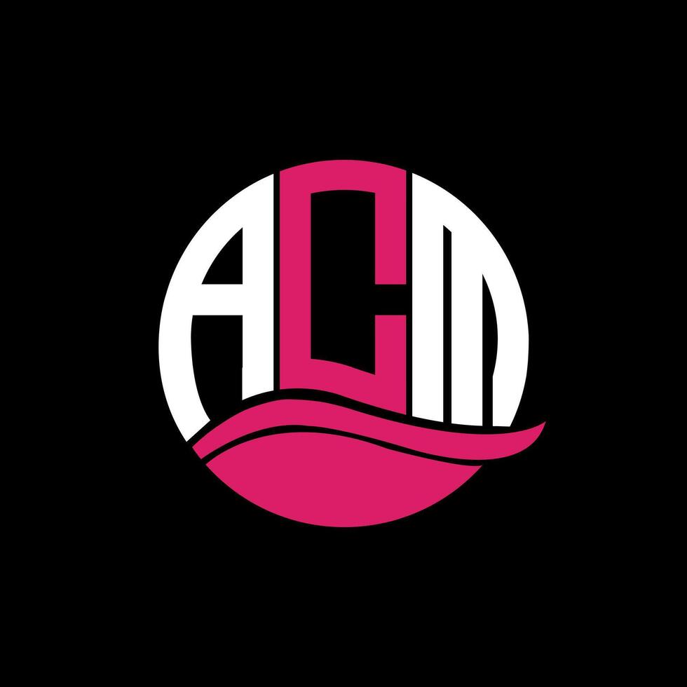 ACM logo monogram isolated on circle element design template, ACM letter logo design on black background. ACM creative initials letter logo concept. ACM. vector