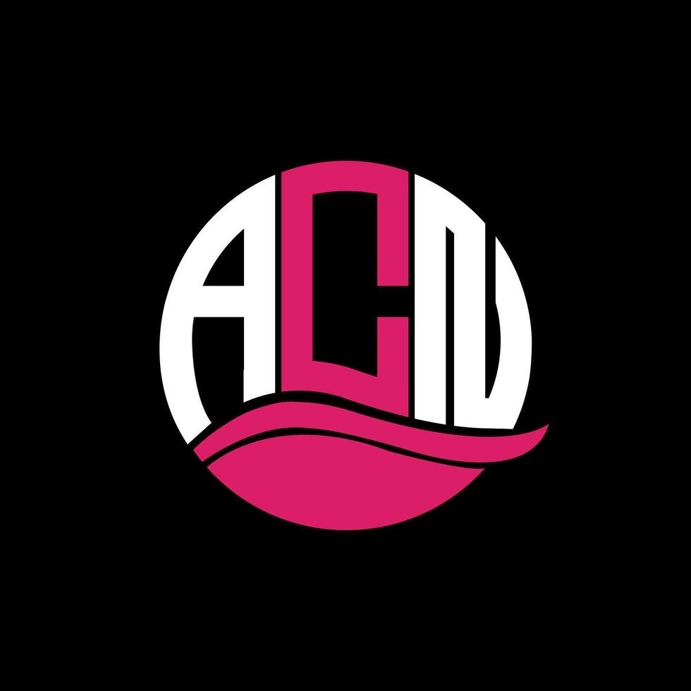 ACN logo monogram isolated on circle element design template, ACN letter logo design on black background. ACN creative initials letter logo concept. ACN. vector