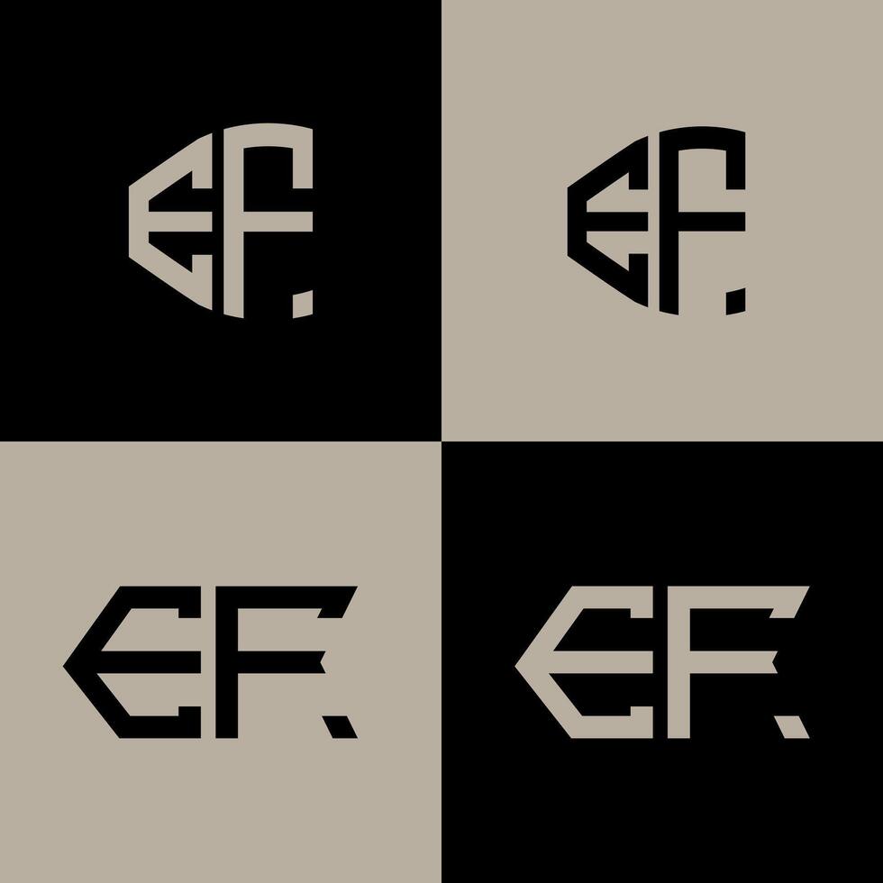 EF polygon, circle, triangle, hexagon, flat and simple letter logo set in one artboard. EF minimalist and classic logo. vector
