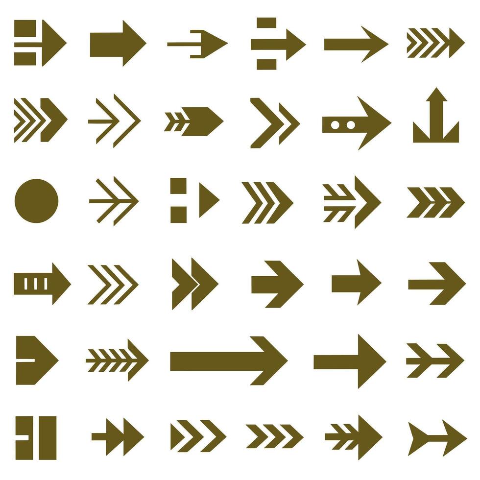 Collection of Gold arrow symbols icons on white background vector