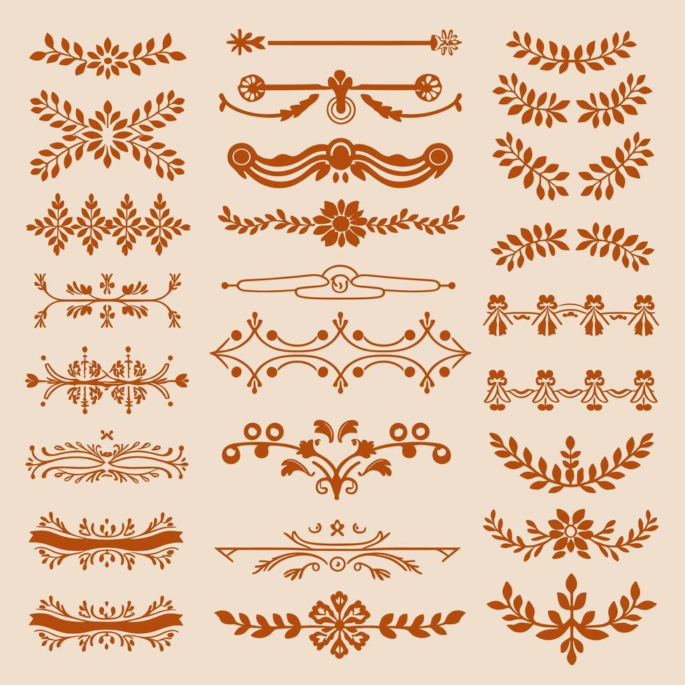 Set of vintage decorative elements illustration vector