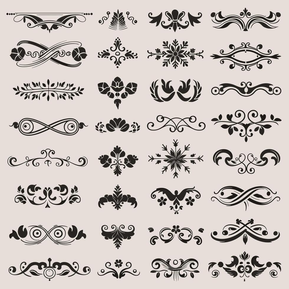 A large collection of ornamental designs vector