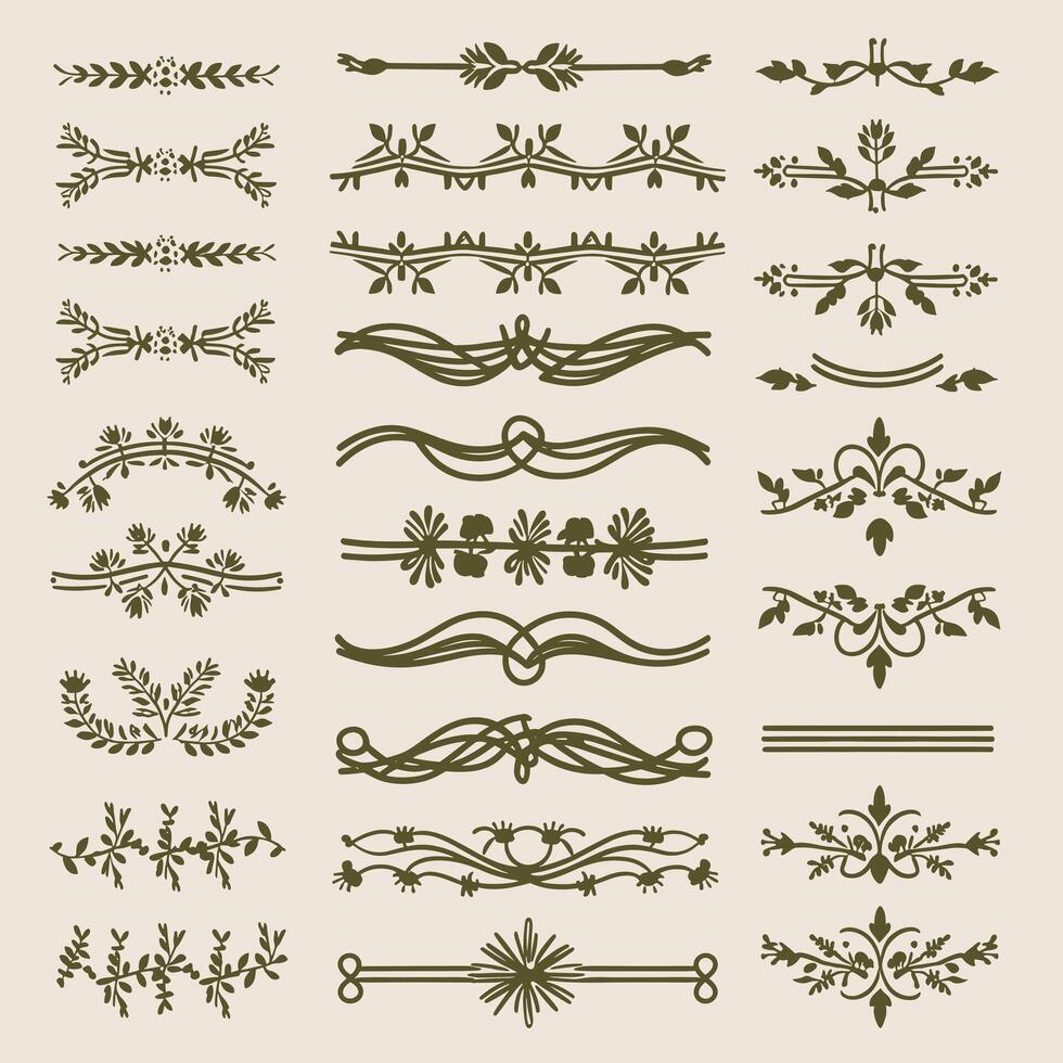A set of decorative elements and borders vector
