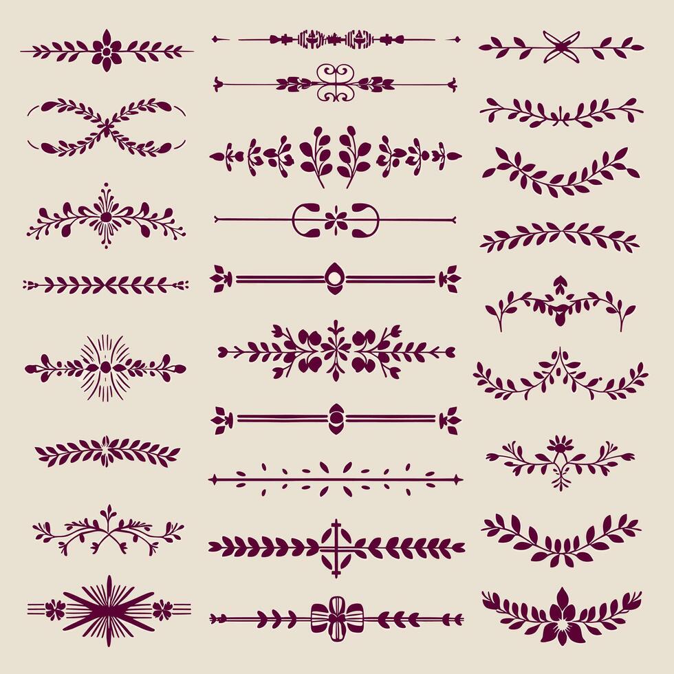 Set of decorative elements, floral design elements, decorative elements, decorative borders, decorative borders, decorative vector