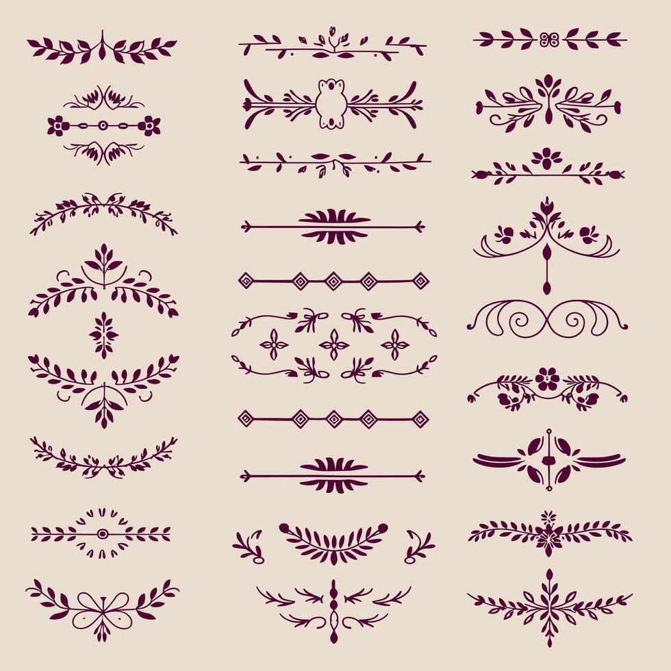 Set of decorative elements for design, vintage style vector